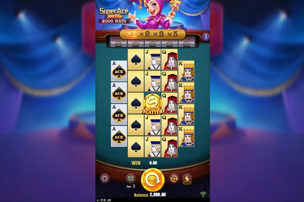 Super Ace JILI slot game screenshot with 1024 ways to win and mobile casino gameplay
