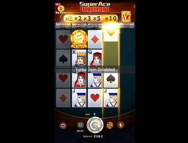 Super Ace slot gameplay screenshot with cascading reels and winning combinations