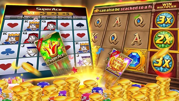 Super Ace Joker Wild gameplay screenshot with bonus symbols and multiplier feature